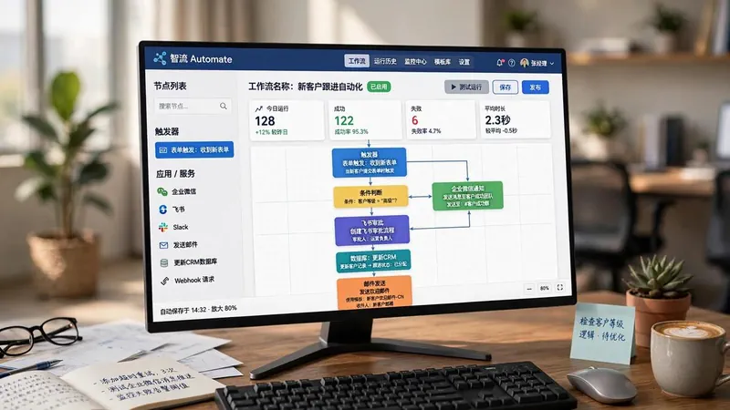 AI 自动化与业务流程连接的应用示意